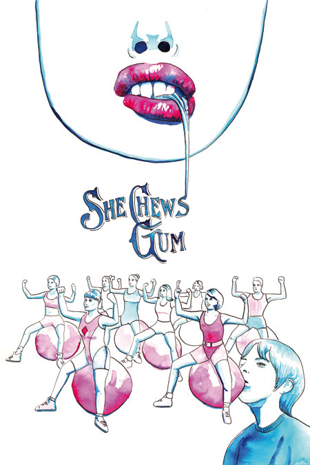 She Chews Gum – Illustration für den Wettbewerb USA by Designers (Tuscheillustration) 